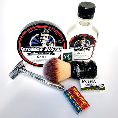 Wet Shaving Starter Kit in Wooden Cigar Box – Free Shipping