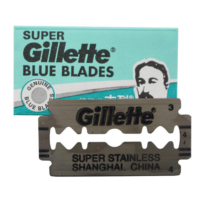 Gillette - Super Blue Double Edge Safety Razor Blades (5 Blades) –  Groomatorium Inc