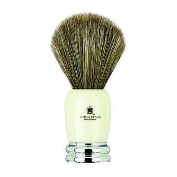 Vie-Long - Shaving Brush, Brown Horse Hair Acrylic & Metal, Ivory & Silver - PB14030